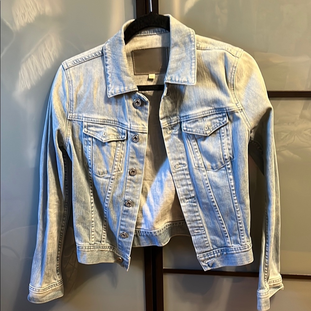 Ag Adriano Goldschmied Blue Jean Jacket Classic Cropped Design